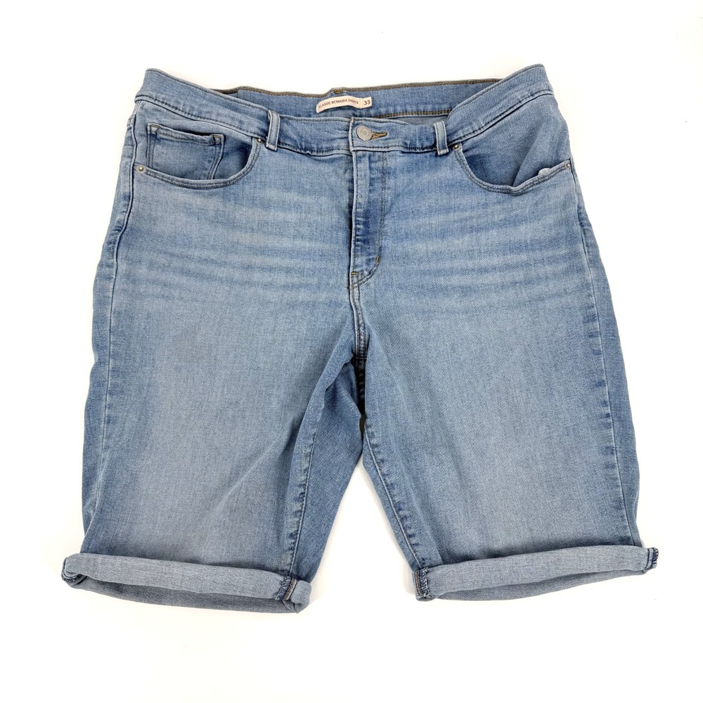 Women's Levi's Classic Bermuda Shorts 33 Blue Pockets Denim Medium Wash